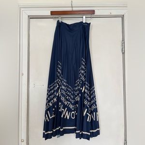 Valentino Blue Valentino Chevron jersey pleated skirt